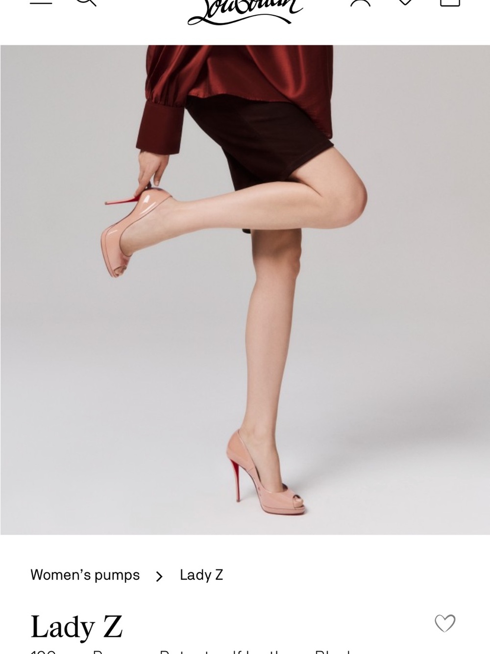 Christian Louboutin Nude Patent Peep-Toe Lady Z with Red Heel